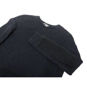 Vince Womens Quilted Elbow Pads Black Sweatshirt S Crewneck Pullover Cotton